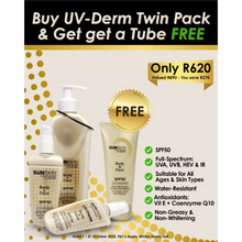 Load image into Gallery viewer, SUNSKIN | UV-Derm SPF50 Body &amp; Face Twin Pack 250ml.