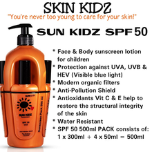 Load image into Gallery viewer, SUNSKIN | Skin Kidz SPF50 Sunscreen Pack 500ml.