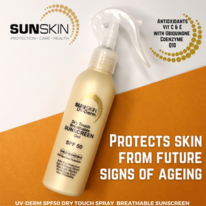 SUNSKIN | UV-Derm SPF50 Sunsation Body & Face Sunscreen Dry Touch Spray 150ml.