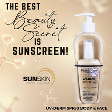Load image into Gallery viewer, SUNSKIN | UV-Derm SPF50 Body &amp; Face Twin Pack 250ml.