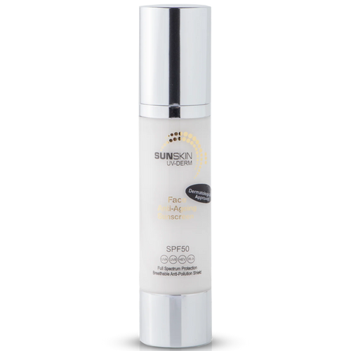 SUNSKIN | UV-Derm SPF50 Face Anti-Ageing Cream Gel Sunscreen Airless Bottle 50ml.